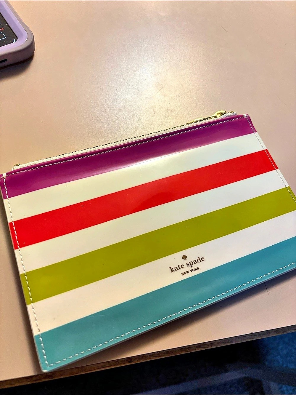 Kate Spade Striped Multicolor & White Clutch
